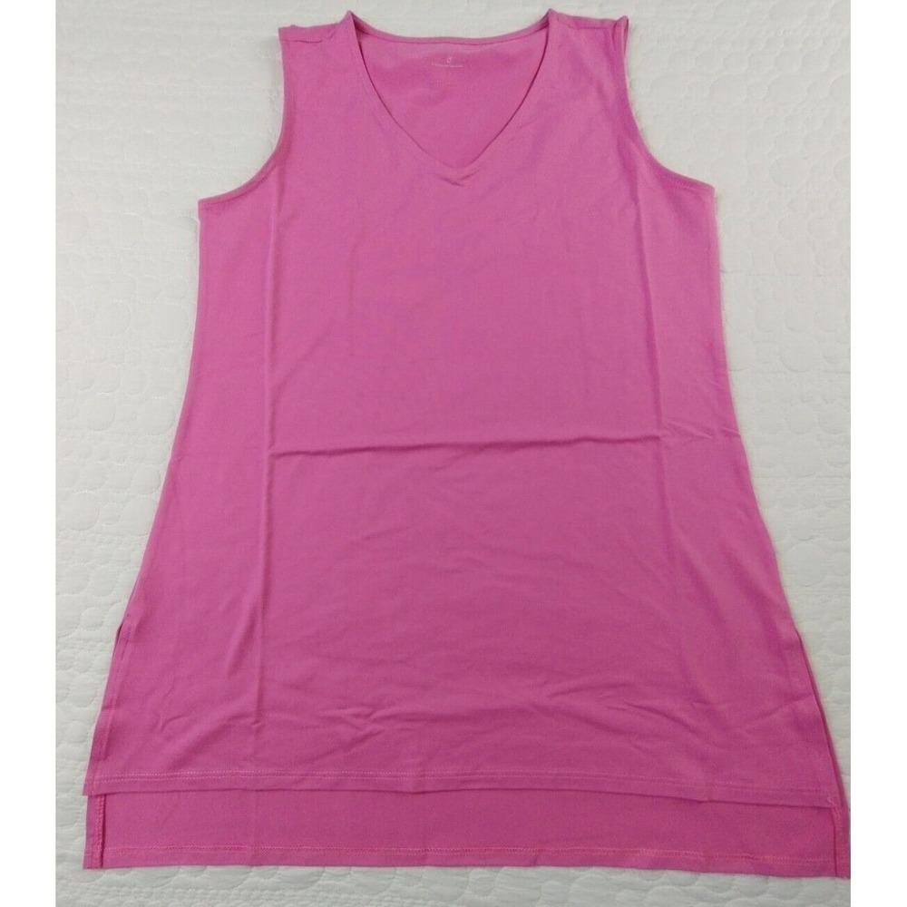 Elizabeth & Clarke Tank Top‎ XXS Pink V-Neck Knit Hi-low Hem Staintech NWT